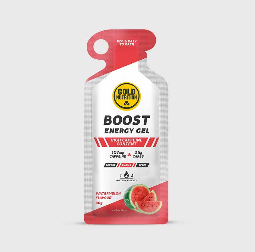 GoldNutrition Boost Plus Energy Gel Salted Caramel single-serve packet