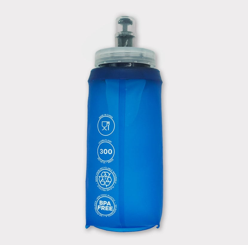 GoldNutrition 300ml soft sports bottle with a clear plastic body and screw-on lid, ideal for hydration during workouts.
