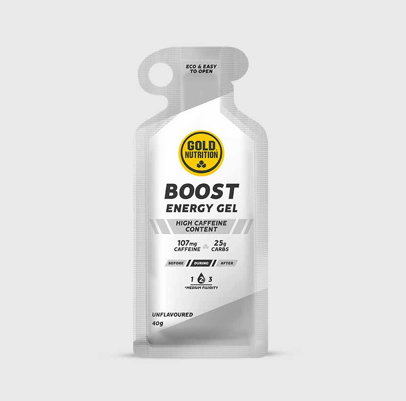 GoldNutrition Boost Plus Energy Gel Salted Caramel packet front view