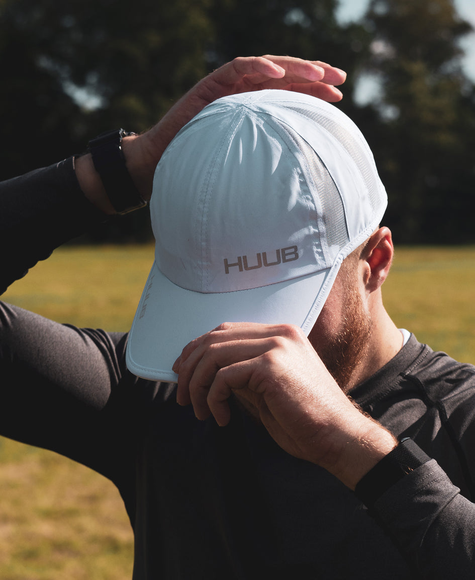 HUUB Race Cap II rear view with adjustable strap detail.