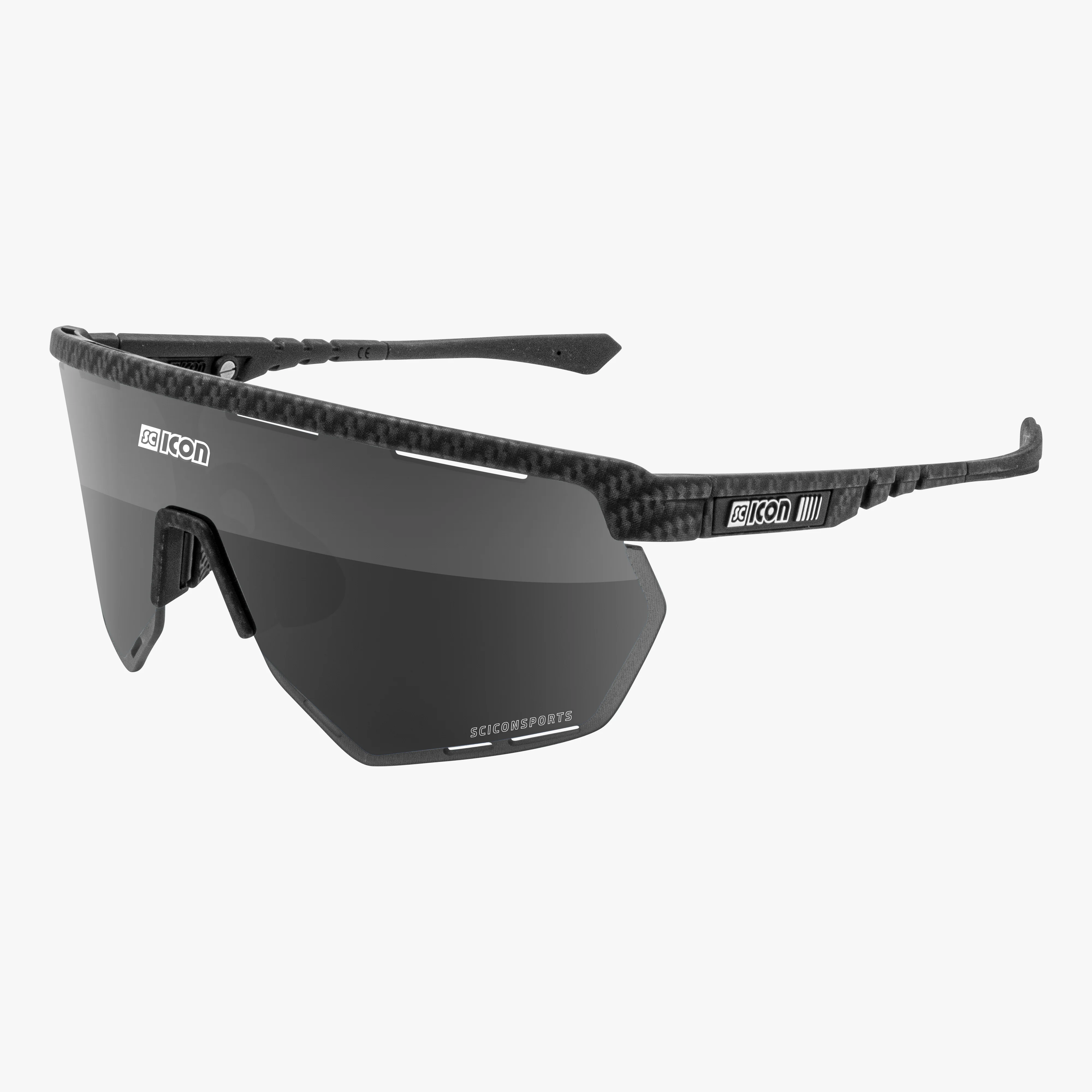 Scicon Aerowing high-performance sport sunglasses with black glossy frame and red multi-mirror lenses.