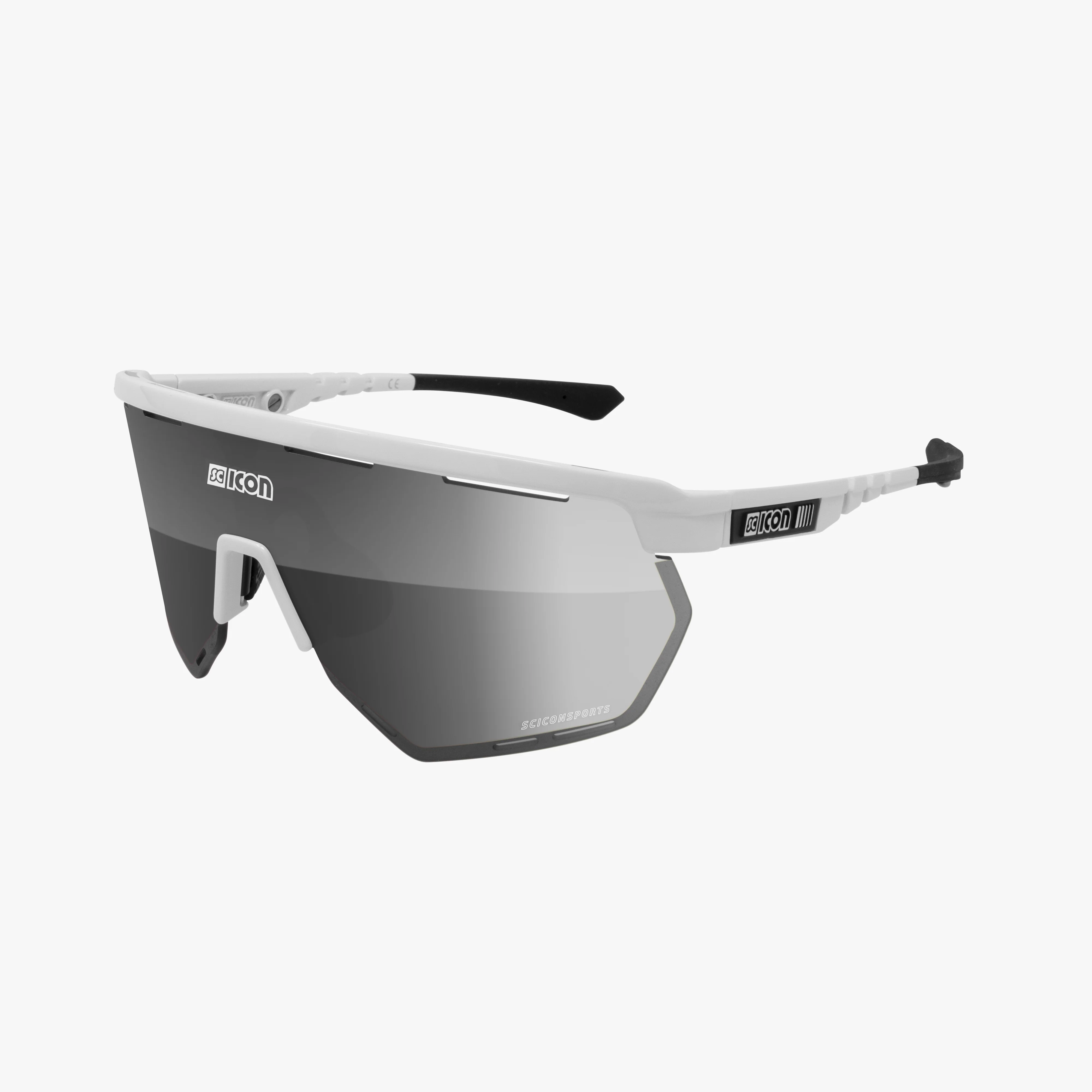 Scicon Aerowing high-performance sport sunglasses with black gloss frame and red multimirror lenses for active outdoor sports.