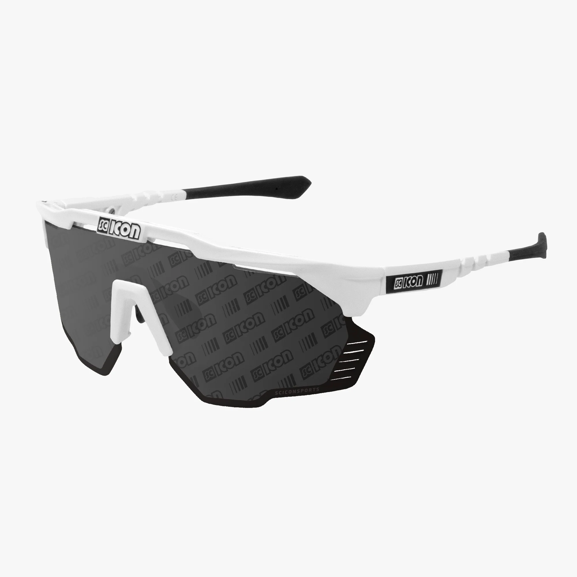 Scicon Aeroshade Kunken high-performance sport sunglasses with matte carbon frame and red mirrored lenses.
