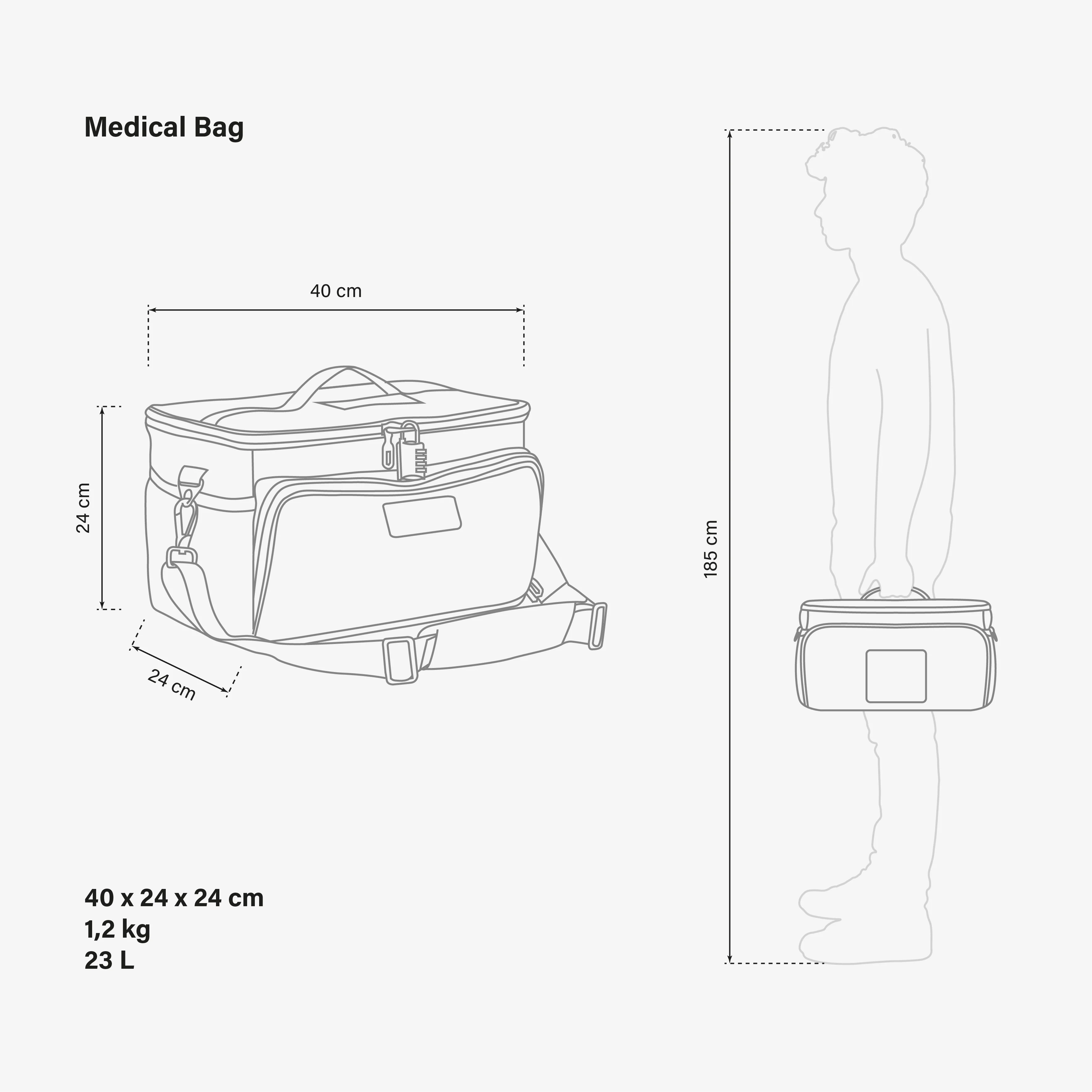 Scicon medical equipment bag with multiple compartments and durable handle for organized storage of medical supplies.
