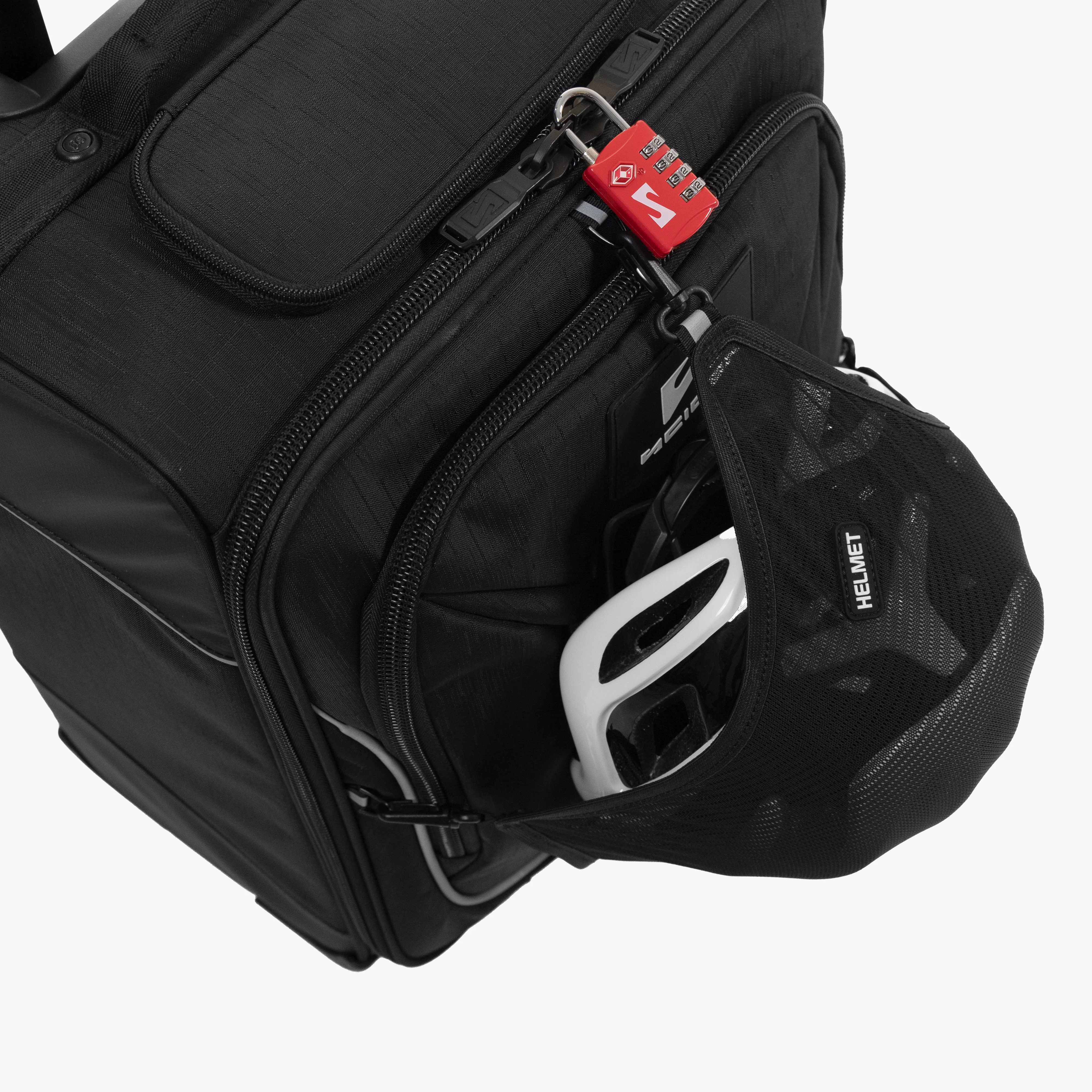 Scicon 35L 4WD Cabin Luggage with hard shell and wheels, black travel suitcase for easy carry and durable storage.