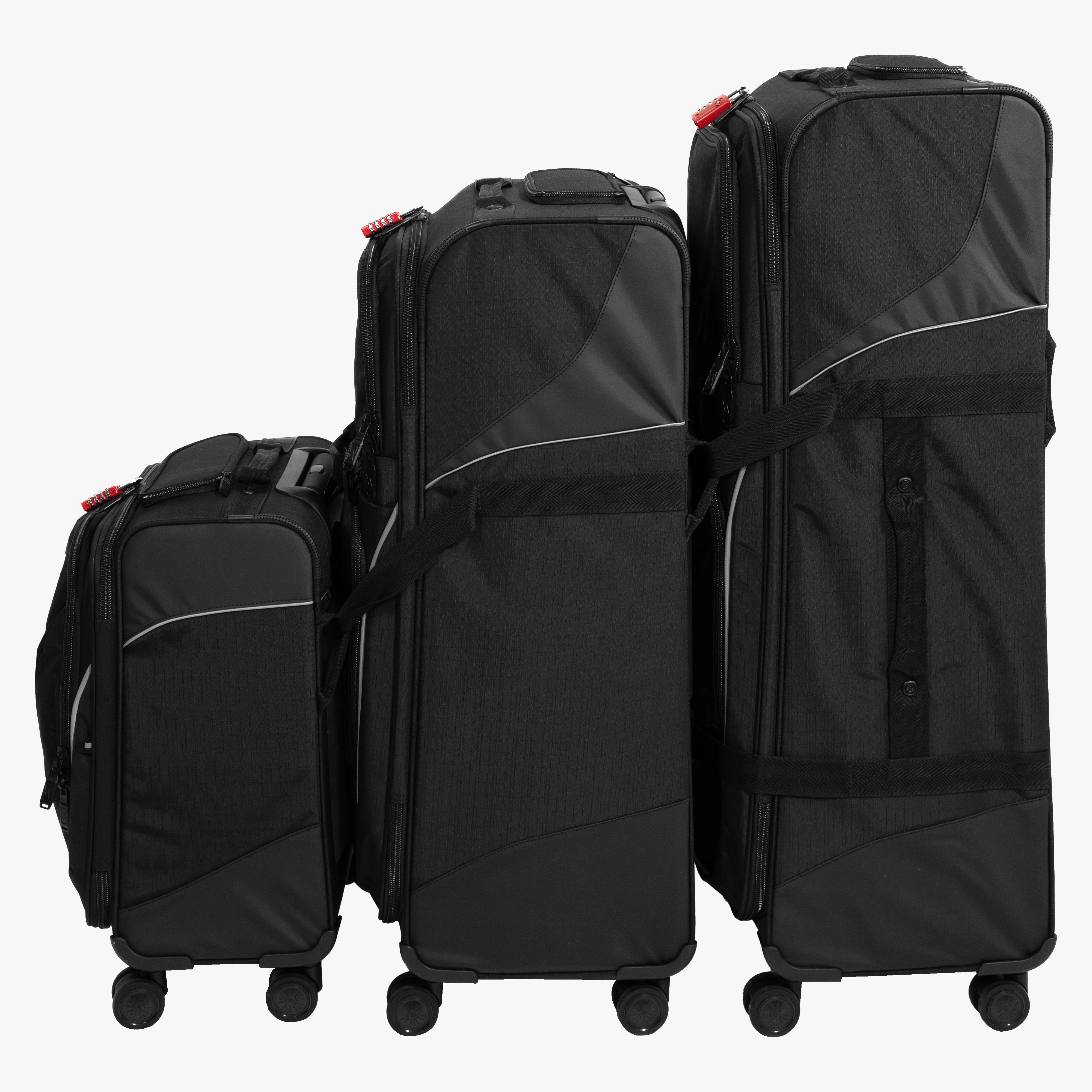 Scicon 35L 4WD cabin luggage with durable black exterior and four-wheel design for easy travel and maneuverability.