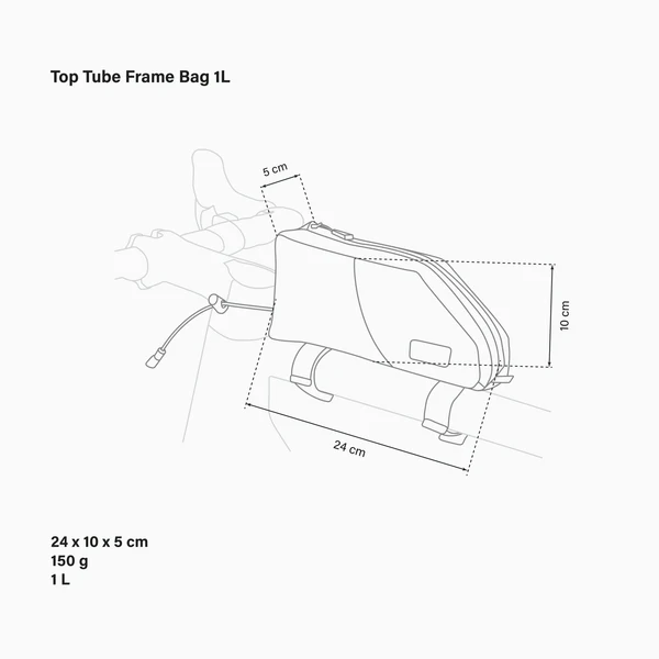 Scicon 1L top tube bag for bikes, compact and durable with secure mounting for easy access to essentials during rides.